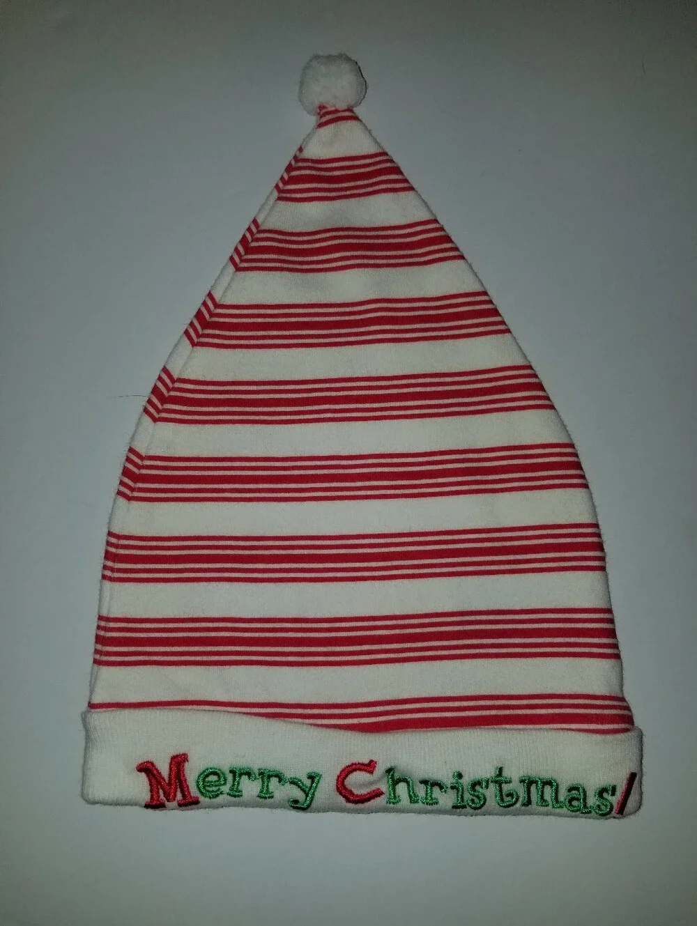 Kids Red and White Striped 'Merry Christmas' Holiday Beanie Stocking Cap